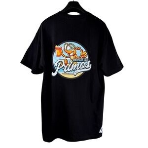 NWOT MARISCOS LOS PRIMOS MEXICAN RESTAURANT Men's Black T-shirt w Logos Size S
